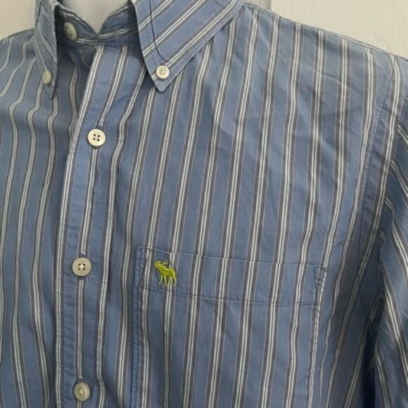 Abercrombie & Fitch Casual Long Sleeve Button Down. Blue Striped Size Medium. - Picture 3 of 4